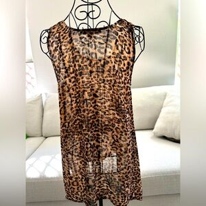 Sheer leopard print sleeveless top